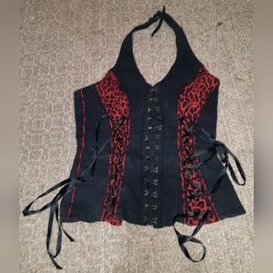 Red and black women's corset vest XL good condition it's just to big for me